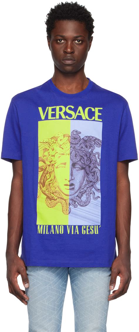 navy blue versace shirt|versace blue t shirt.